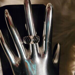 Sterling Silver and Black Cocktail Ring (size 10)